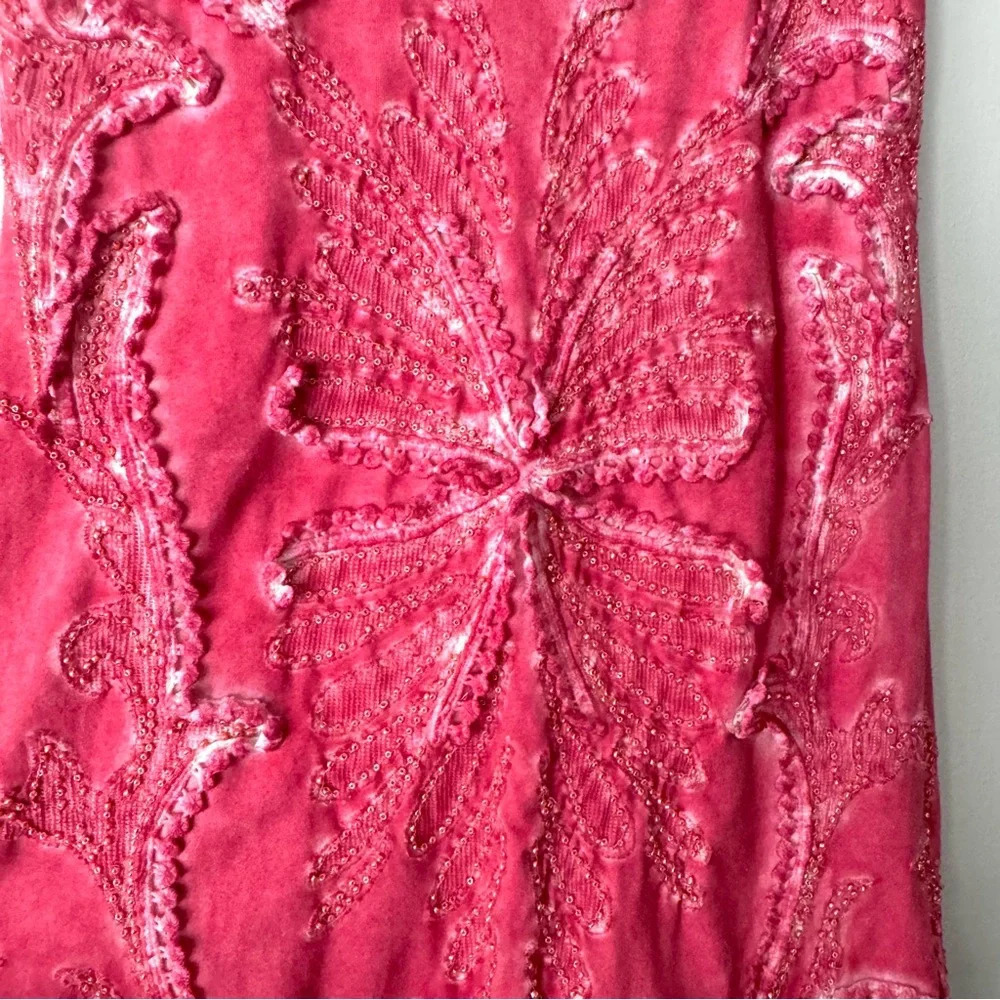 Free people ice ice baby pink beaded acid wash mesh zippered dress size XS - Picture 6 of 6